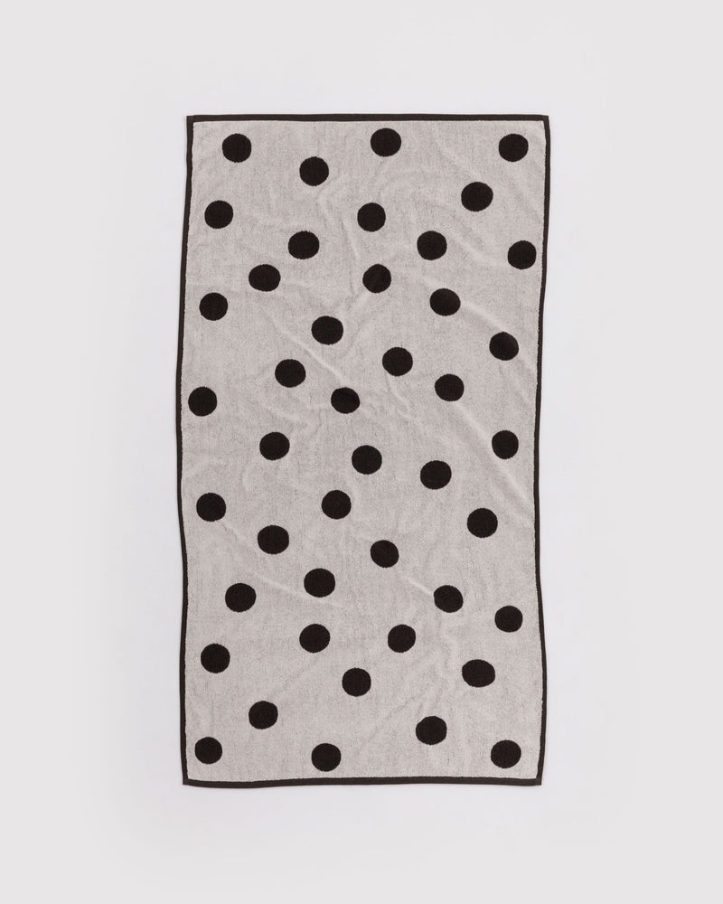 BAGGU Wholesale  Bath Towel - Cream and Black Polka Dot