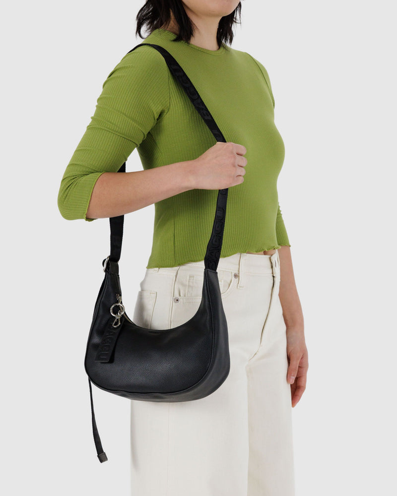 BAGGU Wholesale  Small Recycled Leather Crescent Bag - Black