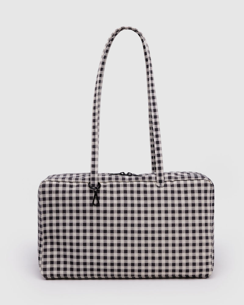 BAGGU Wholesale  Medium Nylon Bowler Bag - Black & White Gingham
