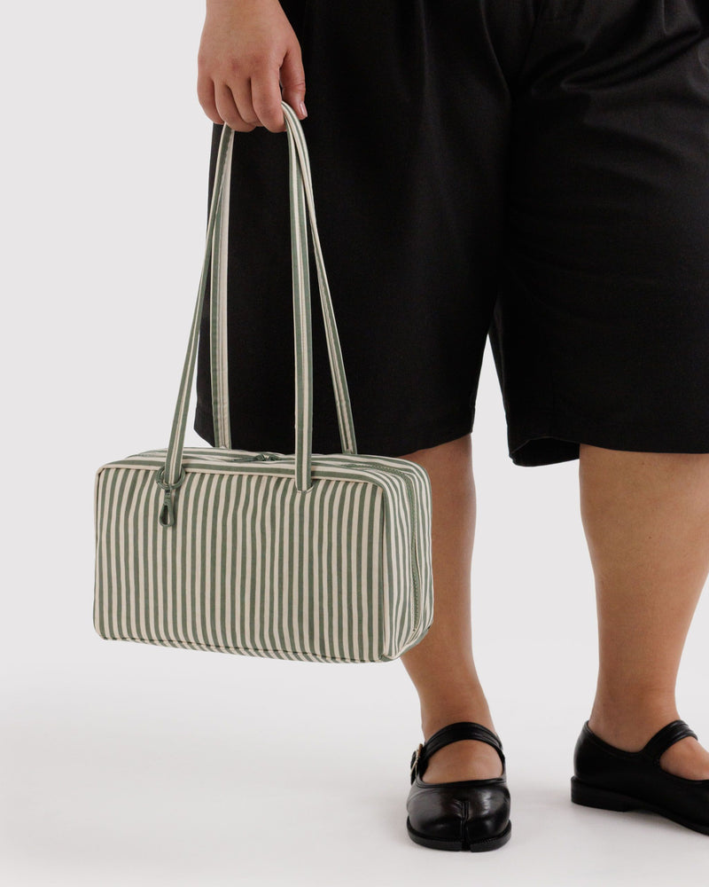 BAGGU Wholesale  Nylon Bowler Bag - Sage Stripe