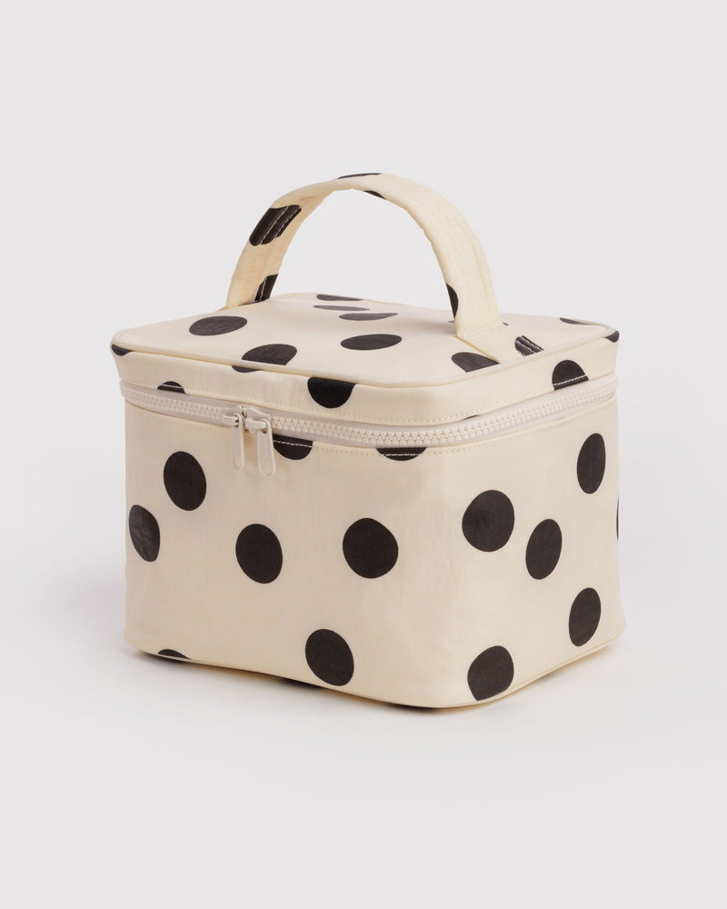 BAGGU Wholesale  Large Cosmetic Case - Cream and Black Polka Dot
