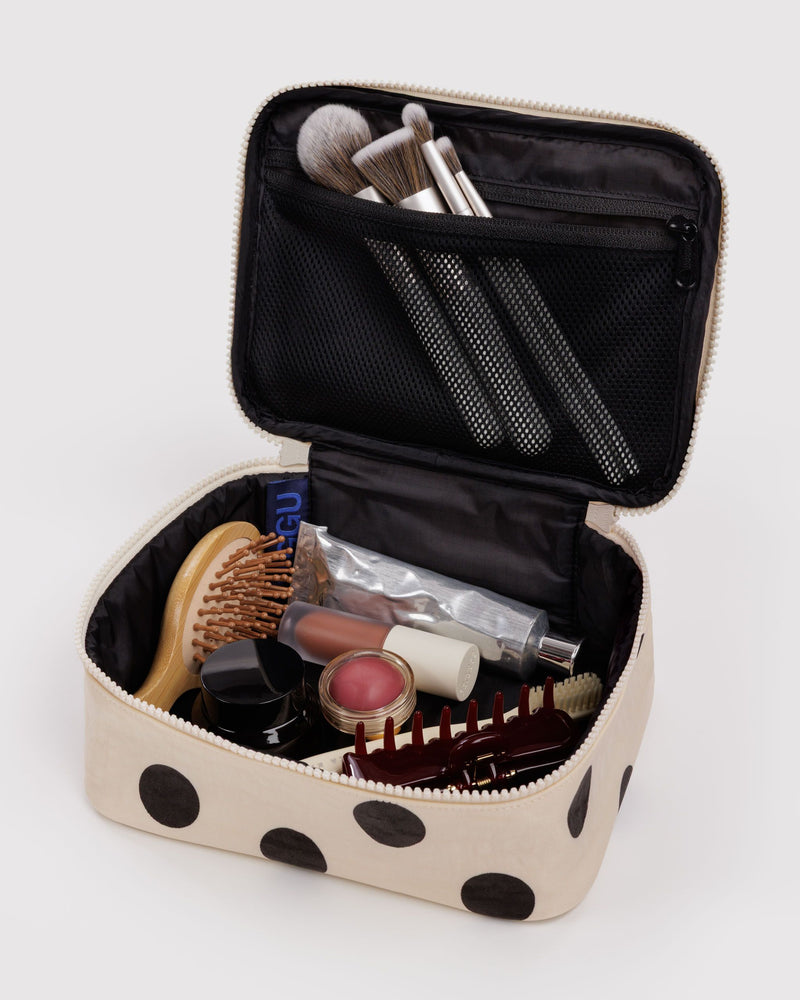 BAGGU Wholesale  Small Cosmetic Case - Cream and Black Polka Dot