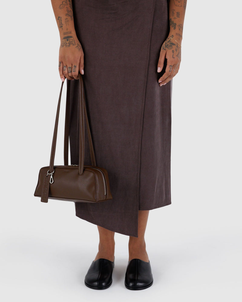 BAGGU Wholesale  Small Recycled Leather Bowler Bag - Brown