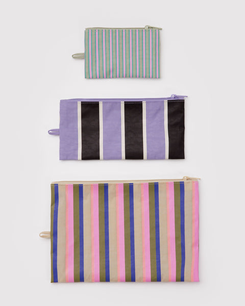 BAGGU Wholesale Shop All Flat Pouch Set - Candy Shop Stripes