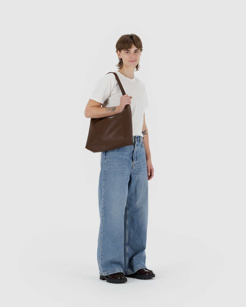 BAGGU Wholesale  Recycled Leather Shoulder Bag - Brown
