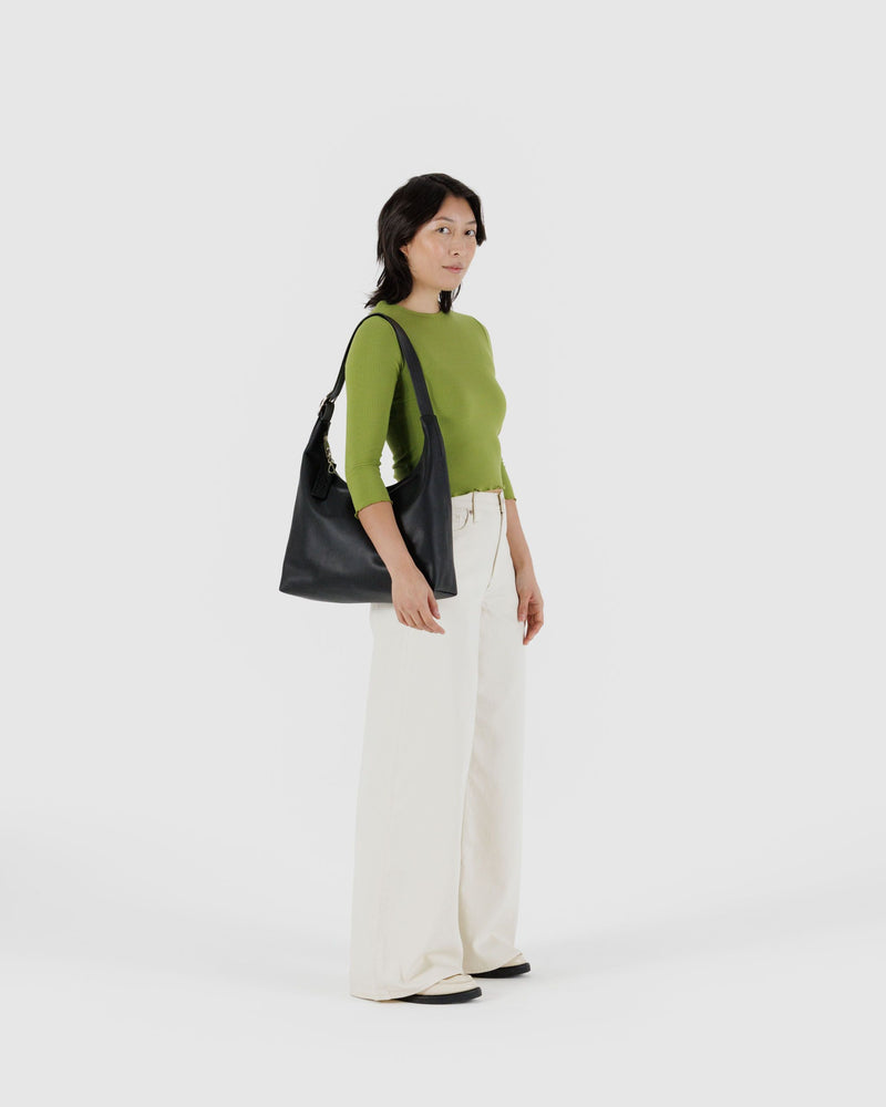 BAGGU Wholesale  Recycled Leather Shoulder Bag - Black