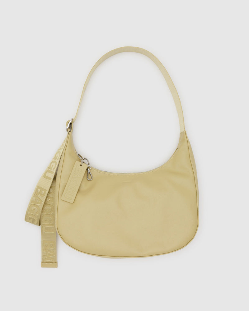 BAGGU Wholesale  Medium Recycled Leather Crescent Bag - Straw