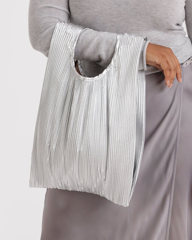 BAGGU Wholesale  Pleated Baggu - Chrome Metallic