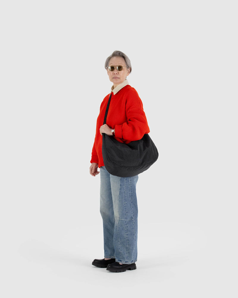 BAGGU Wholesale Cross Body Large Nylon Crescent Bag - Black