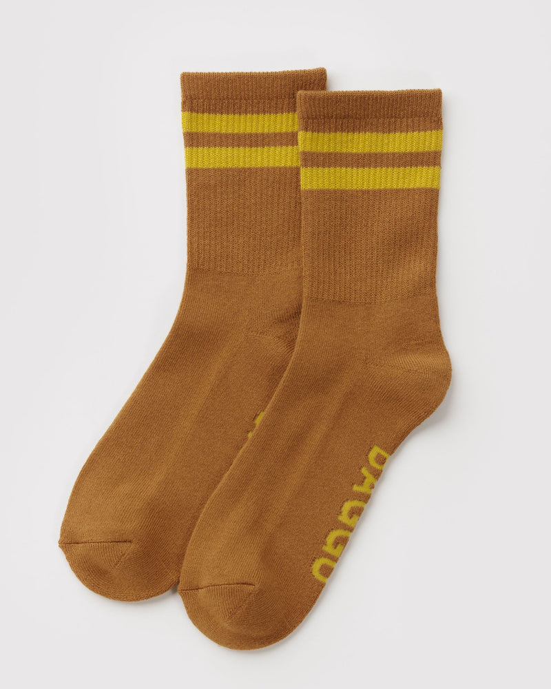 BAGGU Wholesale  Ribbed Sock - Toffee Stripe