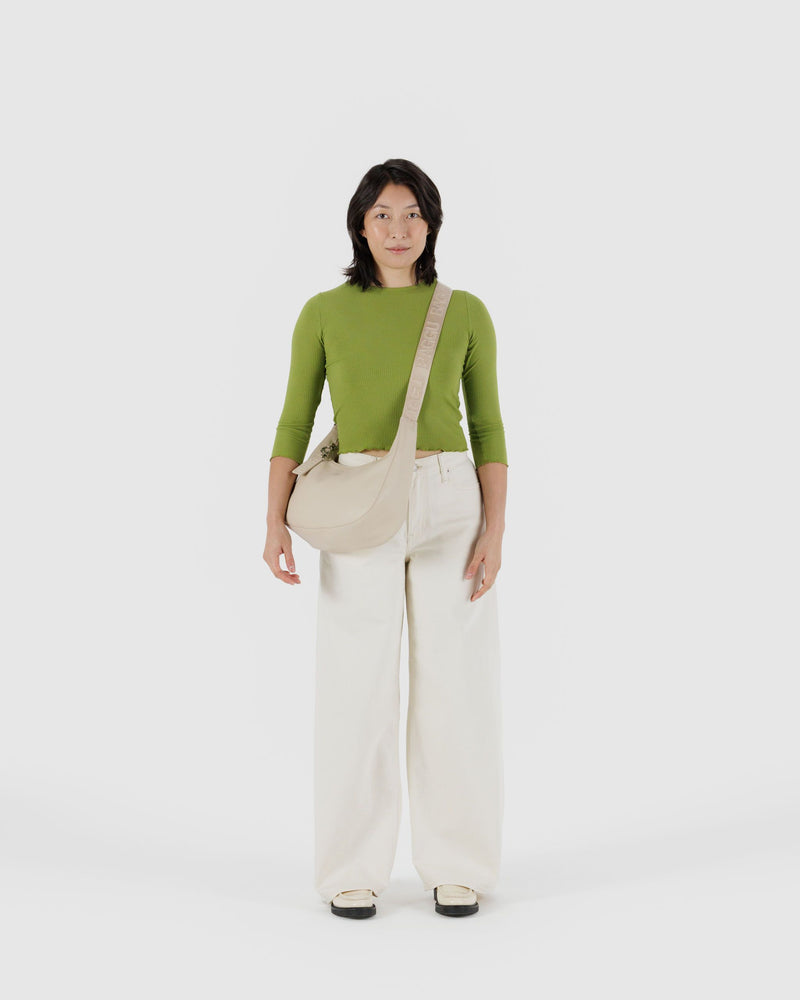 BAGGU Wholesale  Medium Recycled Leather Crescent Bag - Stone