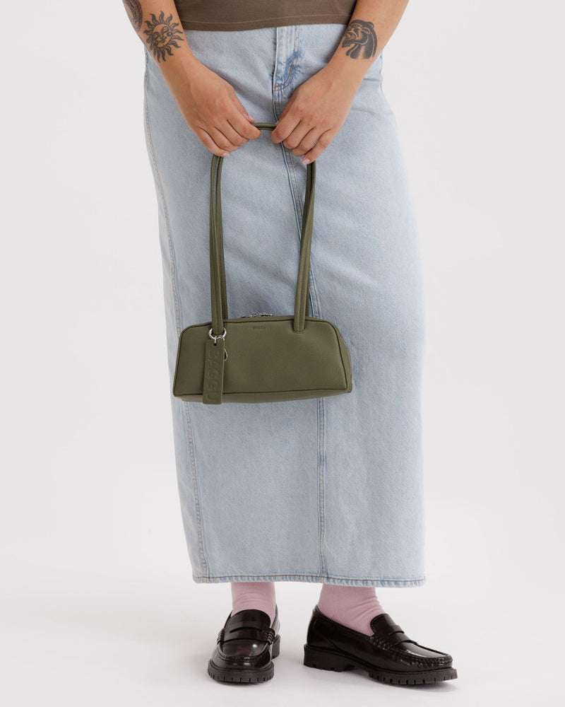 BAGGU Wholesale  Small Recycled Leather Bowler Bag - Loden