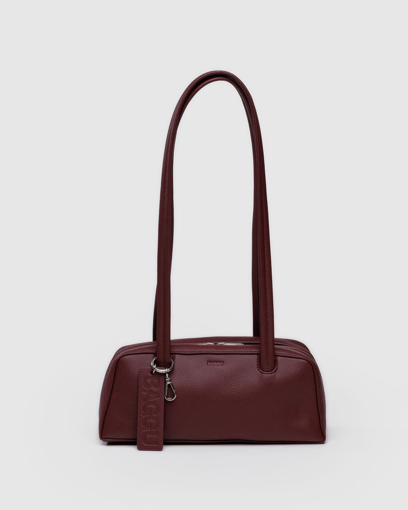 BAGGU Wholesale  Small Recycled Leather Bowler Bag - Mahogany