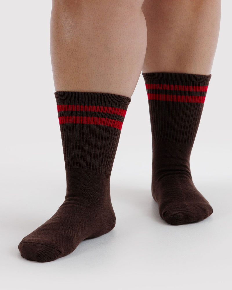 BAGGU Wholesale  Ribbed Sock - Coffee Stripe