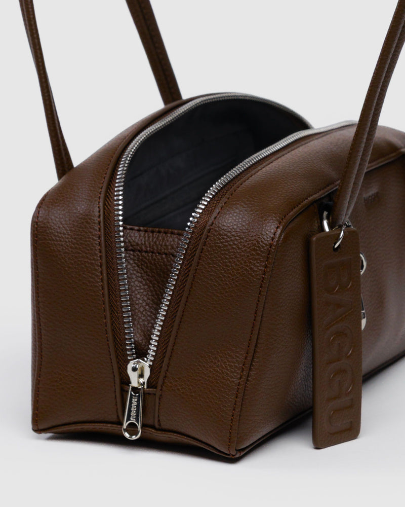 BAGGU Wholesale  Small Recycled Leather Bowler Bag - Brown