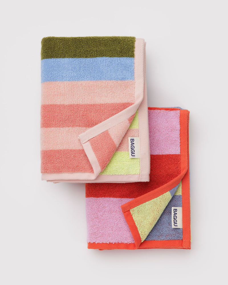 BAGGU Wholesale  Hand Towel Set of 2 - Pool Stripe Mix