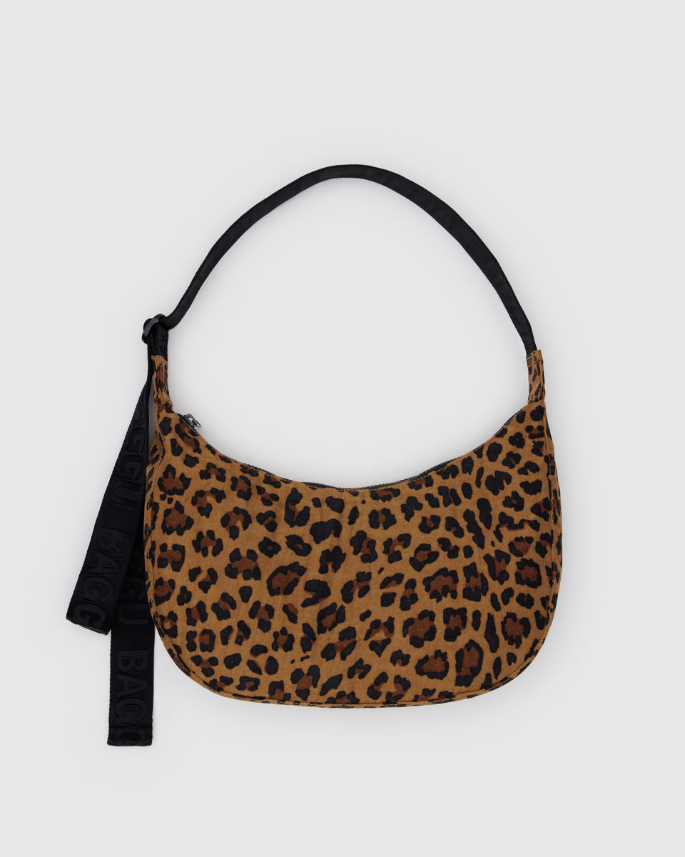 BAGGU Wholesale Cross Body Medium Nylon Crescent Bag - Leopard