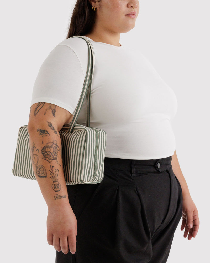 BAGGU Wholesale  Nylon Bowler Bag - Sage Stripe