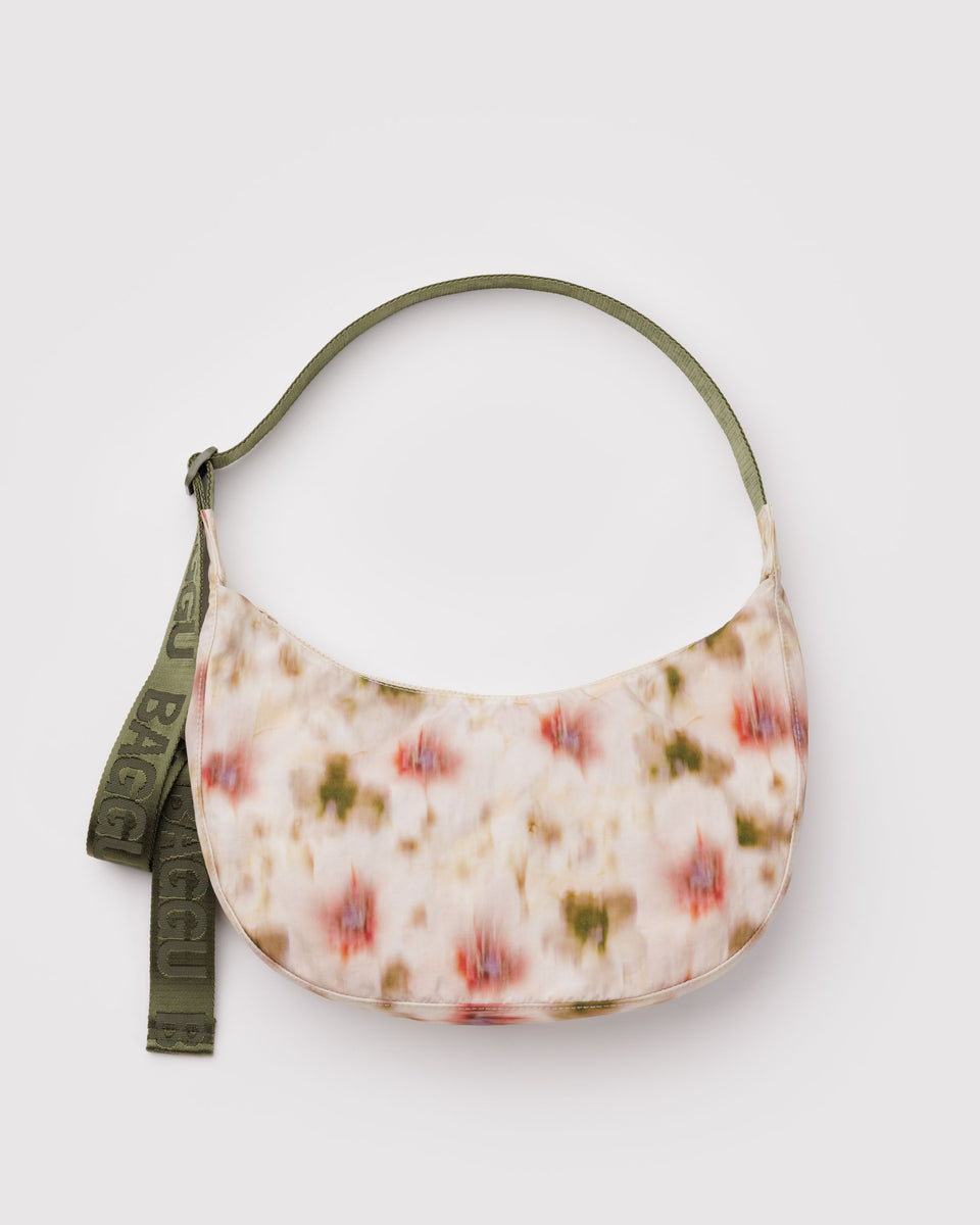 BAGGU Wholesale Cross Body Medium Nylon Crescent Bag - Abstract Floral