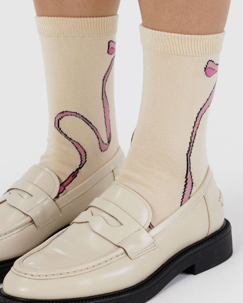 BAGGU Wholesale  Crew Sock - Pink Bow