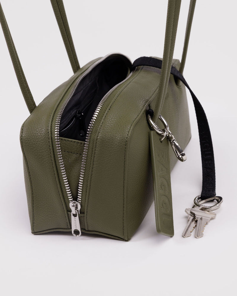 BAGGU Wholesale  Small Recycled Leather Bowler Bag - Loden