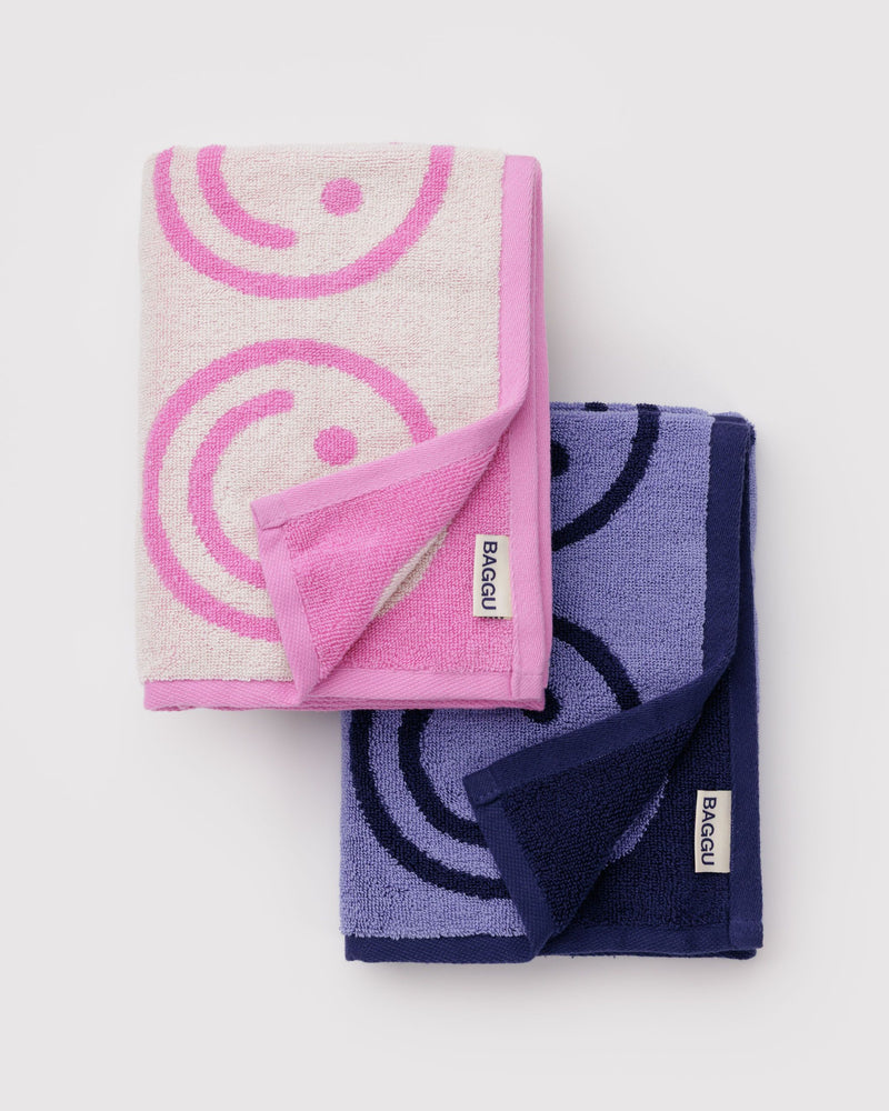 BAGGU Wholesale  Hand Towel Set of 2 - Happy Pink Blue