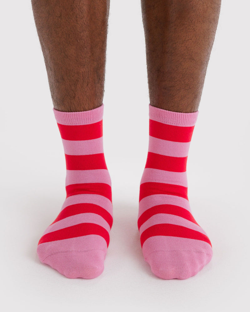 BAGGU Wholesale  Crew Sock - Pink Stripe