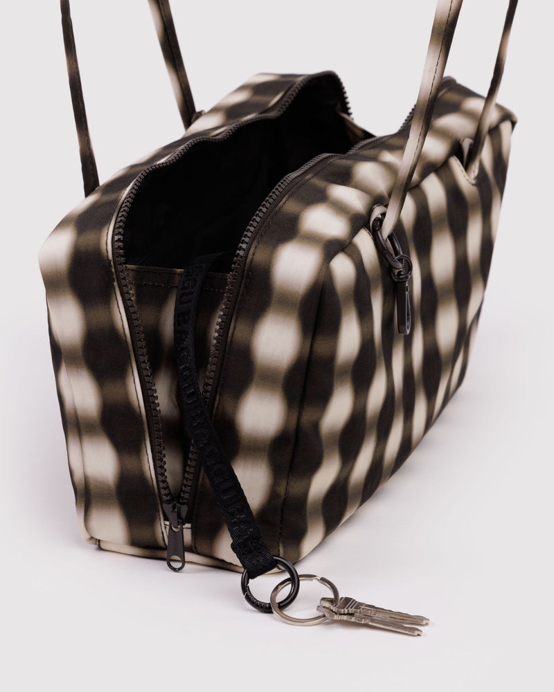 BAGGU Wholesale  Nylon Bowler Bag - Blurred Gingham Brown