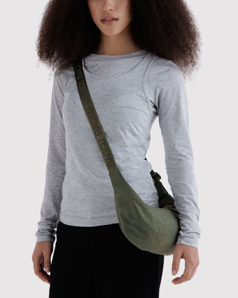 BAGGU Wholesale  Small Nylon Crescent Bag - Caper