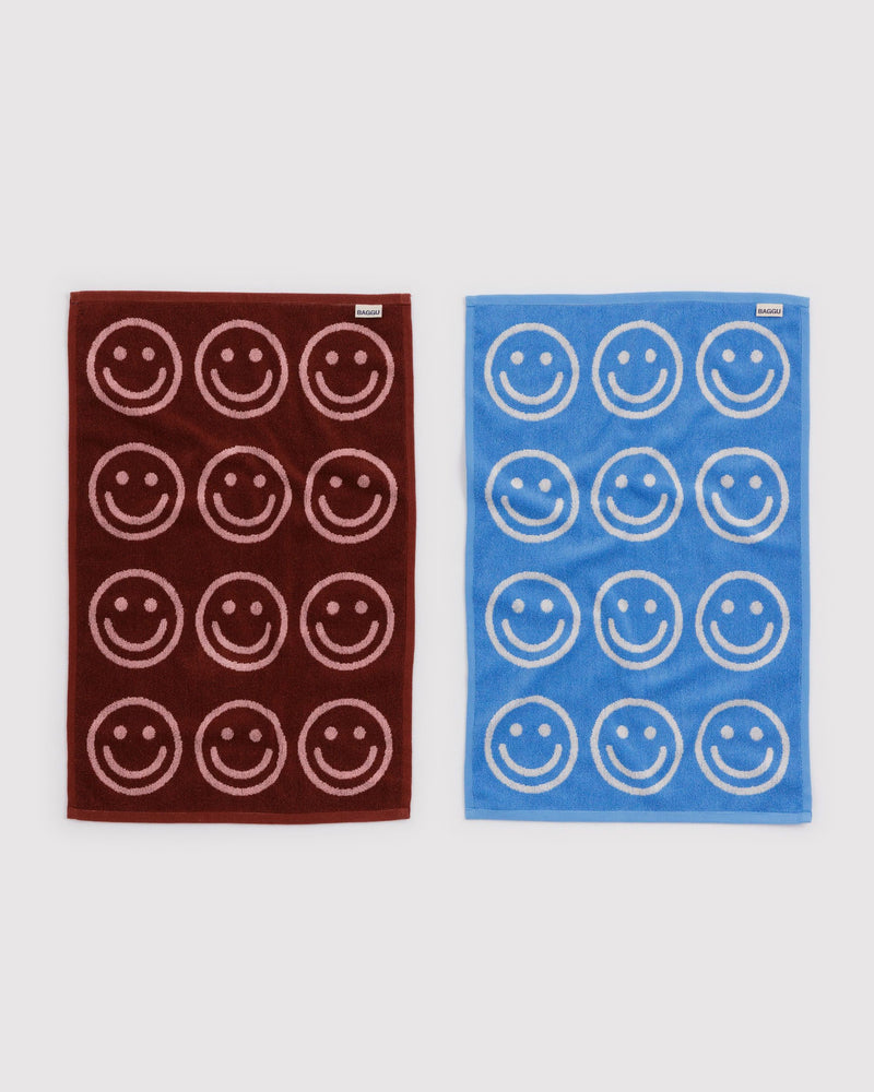 BAGGU Wholesale  Hand Towel Set of 2 - Sky Blue and Blush Happy