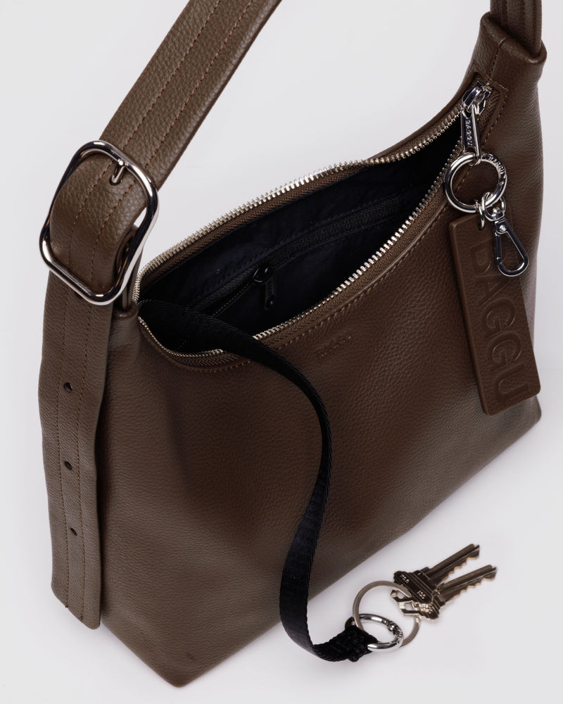BAGGU Wholesale  Mini Recycled Leather Shoulder Bag - Brown