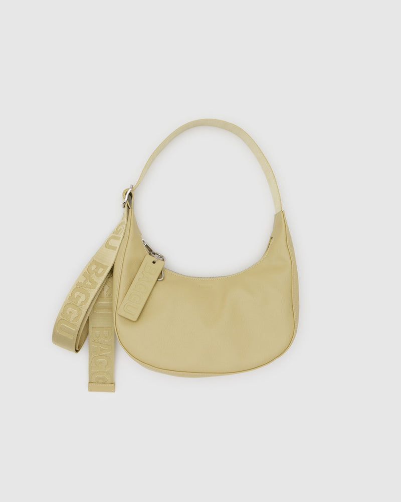BAGGU Wholesale  Small Recycled Leather Crescent Bag - Straw