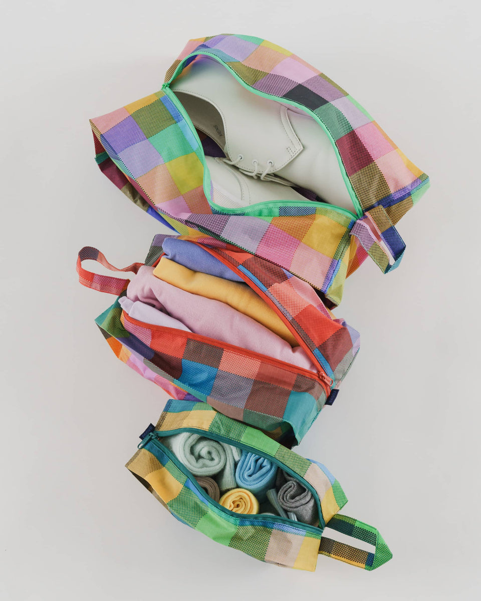 BAGGU Wholesale Pouches 3D Zip Set - Madras Mix