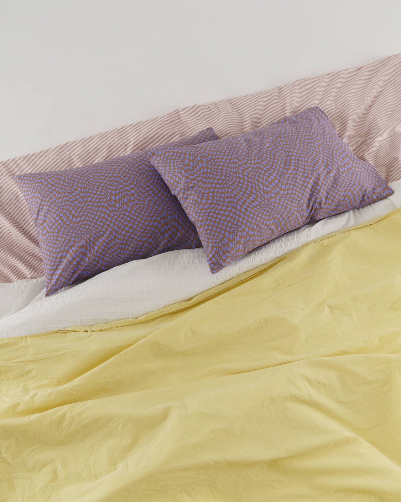 Pillow Case Set of 2 - Lavender Trippy Checker